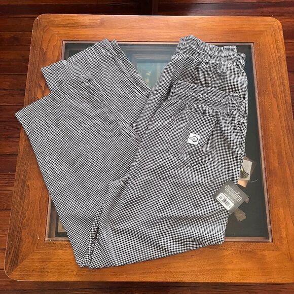 ๐คฉโ NWTย 2 Pairs Black White Mercer Culinary 2XL CookโPants UnisexโNEW - Picture 1 of 12